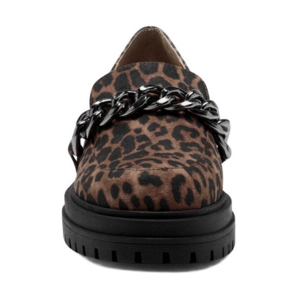 NEW Jessica Simpson Disila Leopard Lug Sole Chain Detail Loafers Sz. 8.5 - Picture 3 of 4